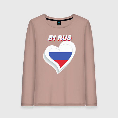 Женский лонгслив 51 регион Мурманская область / Пыльно-розовый – фото 1