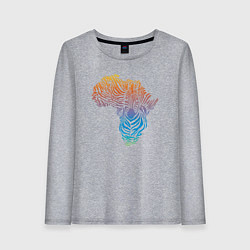 Лонгслив хлопковый женский Разноцветная зебра, цвет: меланж