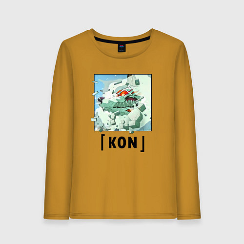 Женский лонгслив Кон - призыв лиса / Горчичный – фото 1