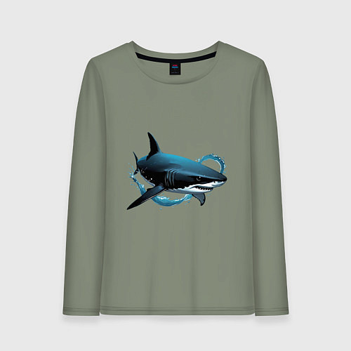 Женский лонгслив Акула портрет / Авокадо – фото 1