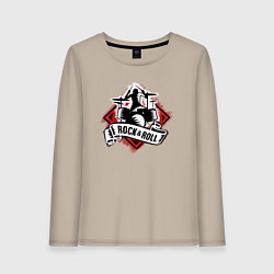 Лонгслив хлопковый женский Барабанщик Рокнрол, цвет: миндальный