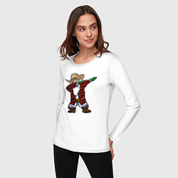 Лонгслив хлопковый женский Санта ковбой, цвет: белый — фото 2