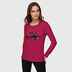 Лонгслив хлопковый женский Акула в профиль, цвет: маджента — фото 2