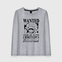 Лонгслив хлопковый женский Листовка Луффи 5 гир йонко One Piece, цвет: меланж