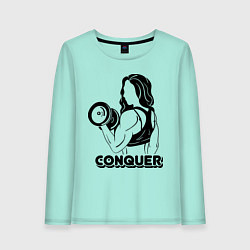 Лонгслив хлопковый женский Conquer цвета мятный — фото 1