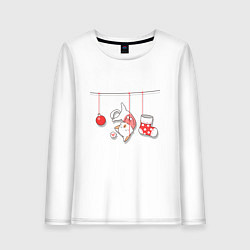 Лонгслив хлопковый женский Котик-подарок, цвет: белый