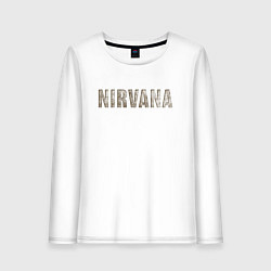 Лонгслив хлопковый женский Nirvana grunge text, цвет: белый