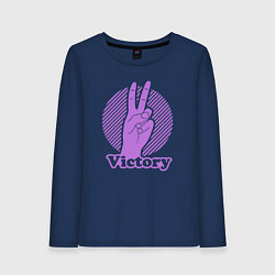 Лонгслив хлопковый женский Victory hand gesture, цвет: тёмно-синий