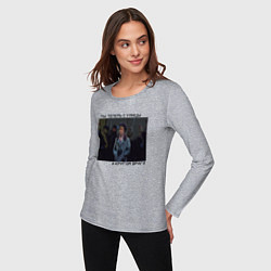 Лонгслив хлопковый женский Кругом враги рисунок, цвет: меланж — фото 2