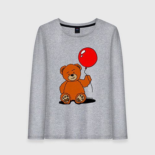 Женский лонгслив Плюшевый медведь с воздушным шариком / Меланж – фото 1