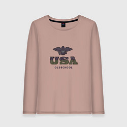 Лонгслив хлопковый женский USA Oldschool, цвет: пыльно-розовый
