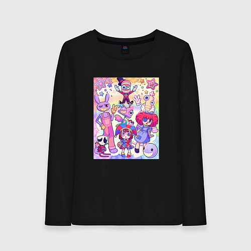 Женский лонгслив The amazing digital circus together / Черный – фото 1