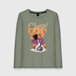 Женский лонгслив Плюшевый медвежонок фотограф