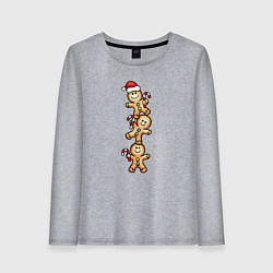 Женский лонгслив Веселые пряничные человечки