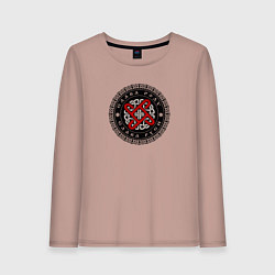 Лонгслив хлопковый женский Славянский оберег колядник, цвет: пыльно-розовый