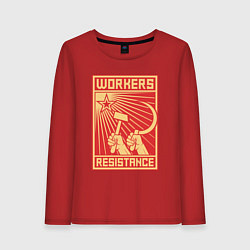 Лонгслив хлопковый женский Сопротивление рабочих, цвет: красный