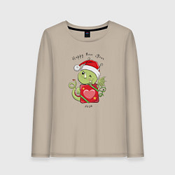 Лонгслив хлопковый женский Милый дракон символ 2024, цвет: миндальный