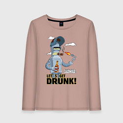 Лонгслив хлопковый женский К черту работу - давайте выпьем, цвет: пыльно-розовый