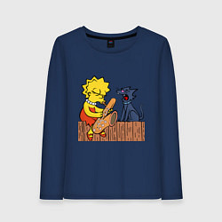 Лонгслив хлопковый женский Мишка в панамке, цвет: тёмно-синий