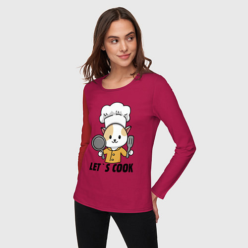 Женский лонгслив Давайте готовить / Маджента – фото 3