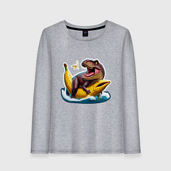 Лонгслив хлопковый женский Членозавр Рекс, цвет: меланж