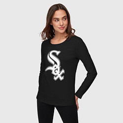 Лонгслив хлопковый женский Chicago white sox - baseball, цвет: черный — фото 2