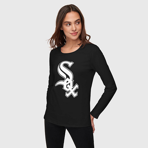 Женский лонгслив Chicago white sox - baseball / Черный – фото 3