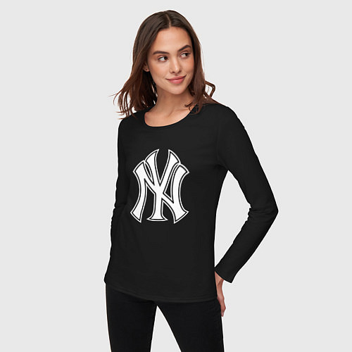 Женский лонгслив New York yankees - baseball logo / Черный – фото 3