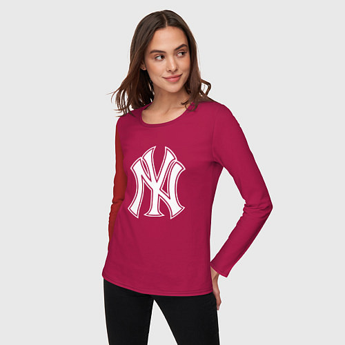 Женский лонгслив New York yankees - baseball logo / Маджента – фото 3