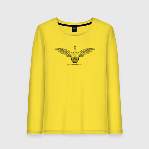 Женский лонгслив Утка машет крыльями / Желтый – фото 1