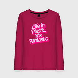 Лонгслив хлопковый женский Barbie life in plastic, цвет: маджента