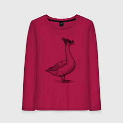Лонгслив хлопковый женский Гусь хипстер, цвет: маджента