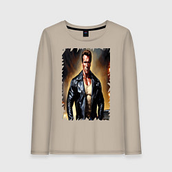 Лонгслив хлопковый женский Арнольд Шварценеггер терминатор, цвет: миндальный