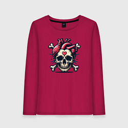Женский лонгслив Череп-сердце