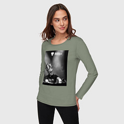 Лонгслив хлопковый женский Boris Brejcha high tech minimal, цвет: авокадо — фото 2