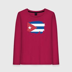 Лонгслив хлопковый женский Флаг Кубы, цвет: маджента