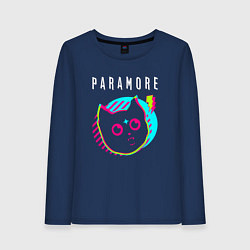 Лонгслив хлопковый женский Paramore rock star cat, цвет: тёмно-синий