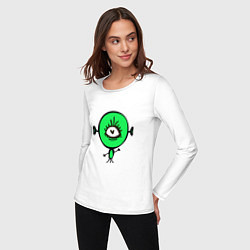 Лонгслив хлопковый женский Веселый инопланетянин, цвет: белый — фото 2