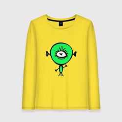 Лонгслив хлопковый женский Веселый инопланетянин, цвет: желтый