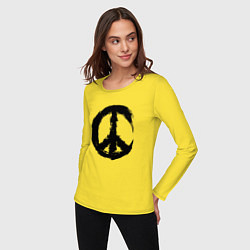 Лонгслив хлопковый женский Знак мира пацифик крест, цвет: желтый — фото 2