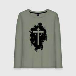 Женский лонгслив Крест католический графика