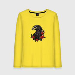 Лонгслив хлопковый женский Орел и пуансеттия, цвет: желтый