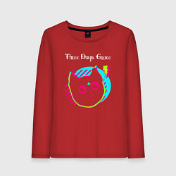 Лонгслив хлопковый женский Three Days Grace rock star cat, цвет: красный