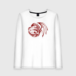 Лонгслив хлопковый женский Дракон вокруг игральной кости, цвет: белый