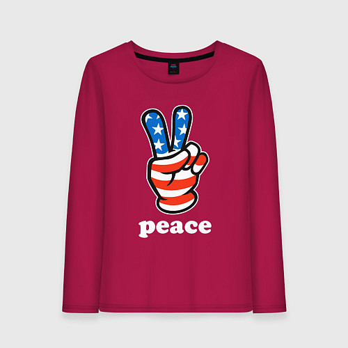 Женский лонгслив USA peace / Маджента – фото 1