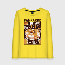 Лонгслив хлопковый женский Блинчики - pancakes ahegao, цвет: желтый