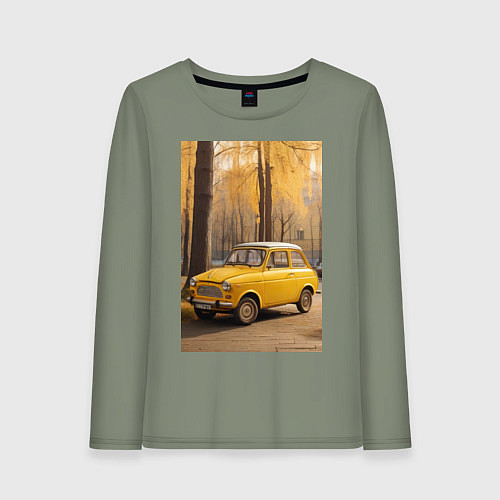 Женский лонгслив Желтый ретро автомобиль / Авокадо – фото 1