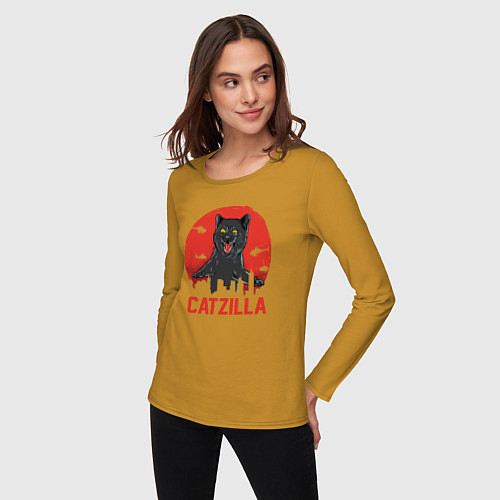 Женский лонгслив Catzilla / Горчичный – фото 3