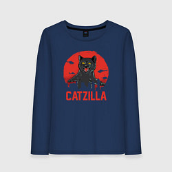 Лонгслив хлопковый женский Catzilla, цвет: тёмно-синий