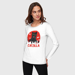 Лонгслив хлопковый женский Catzilla, цвет: белый — фото 2